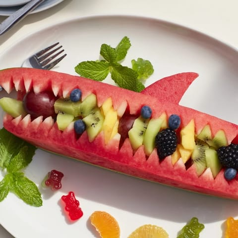Wassermelone Hai Fruchtplatte
