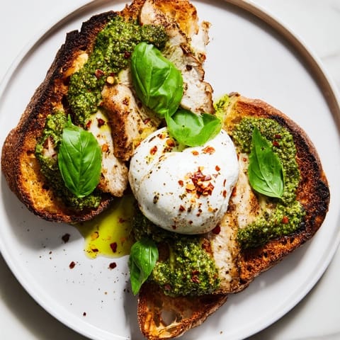 Pesto Huhn Burrata Toast
