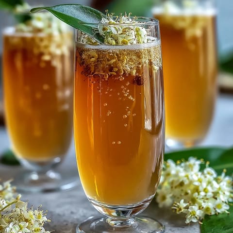 Rosa Elderflower Guava Mimosa mit tropischer Guava und sprudelndem Sekt für den Brunch.