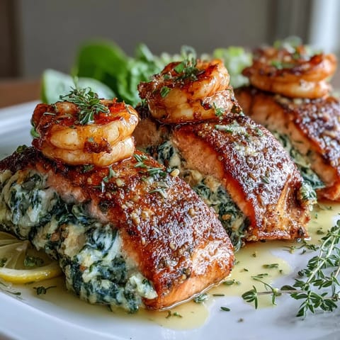 Lachs mit Krabben und Garnelen gefüllt