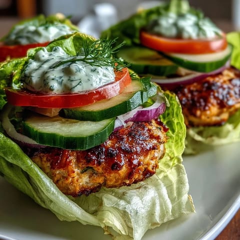Crisp butter lettuce holds a juicy turkey patty for Lightened-Up Turkey Burger Lettuce Wraps with Avocado Ranch