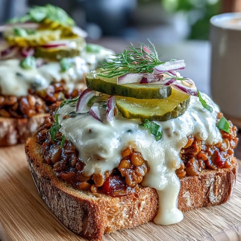 Veganer Käseburger Linsen Sloppy Joes