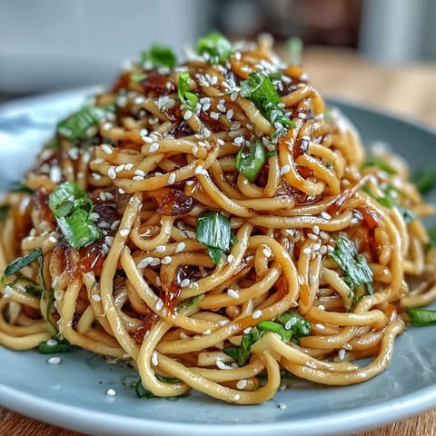 2. Zarte Weizennudeln mit Ingwer, Frühllingszwiebeln und würziger Sojasauce – ein einfaches, veganes Hauptgericht voller Umami.  