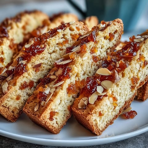 2. Zweimal gebackene Biscotti mit Orangengeschmack und kandierten Orangenschalen, ideal zum Eintauchen in Dessertwein.  