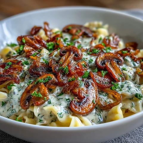Zwiebel Pilz Stroganoff Nudeln #1398