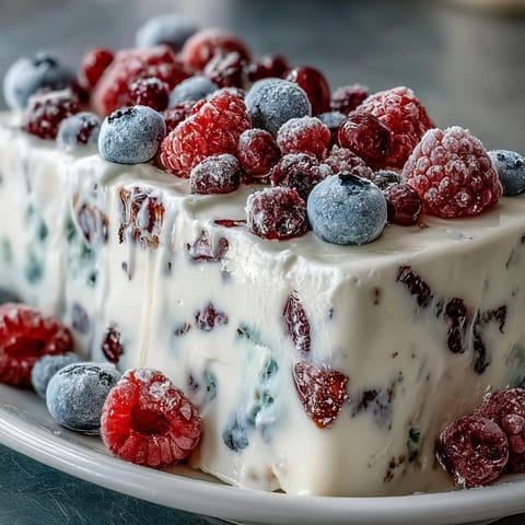 1. "Frische gefrorene Joghurt-Berry-Bark mit cremigem Joghurt, süßen Beeren und einem Hauch Honig – ein erfrischender Sommer-Snack."