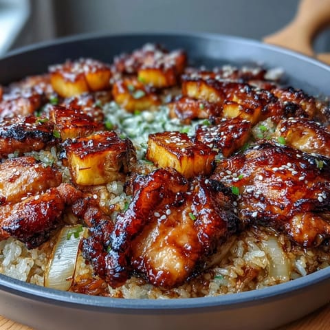 Ananas Huhn Reis Teriyaki