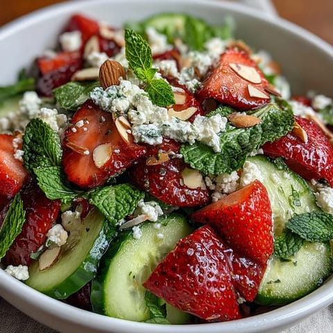 Frühlingssalat Gurke Erdbeeren Minze