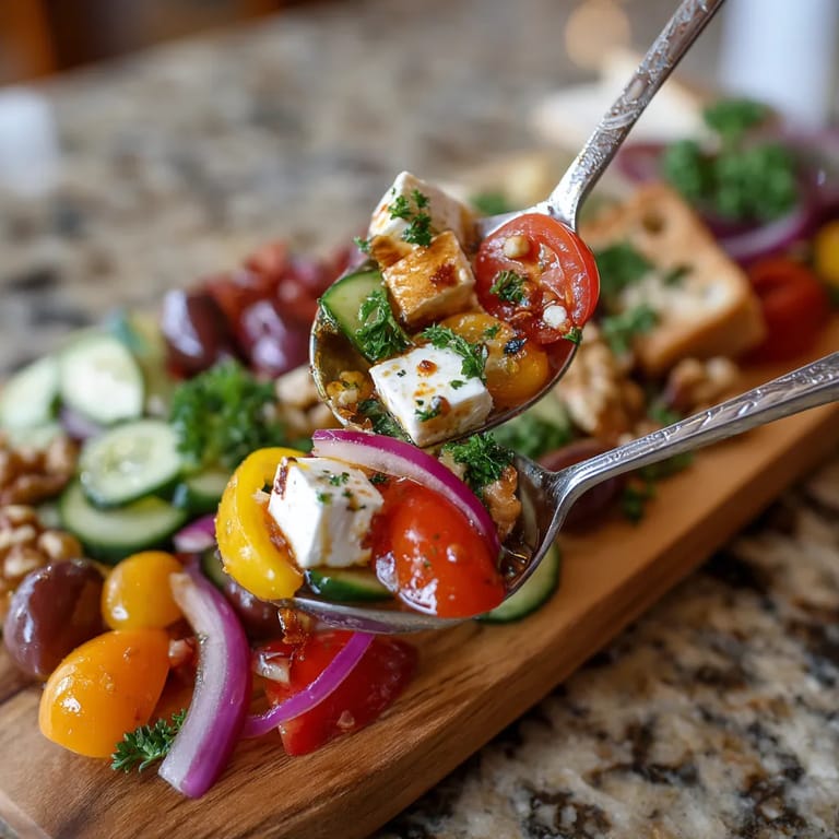 Eine Balkan-Morgen-Tisch mit verschiedenen Gemüse und Nüssen.