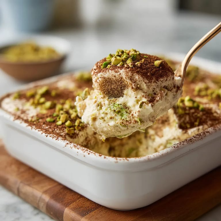 Ein Boden mit einer Pistachio Tiramisu.