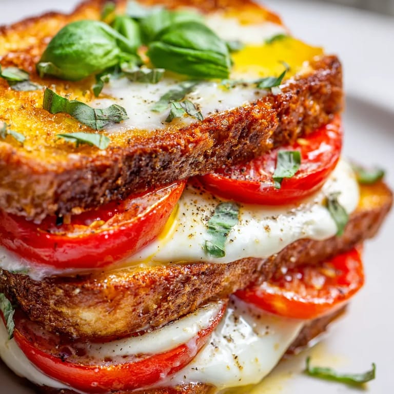 Eine Brotreste mit Tomaten und Basilikum.