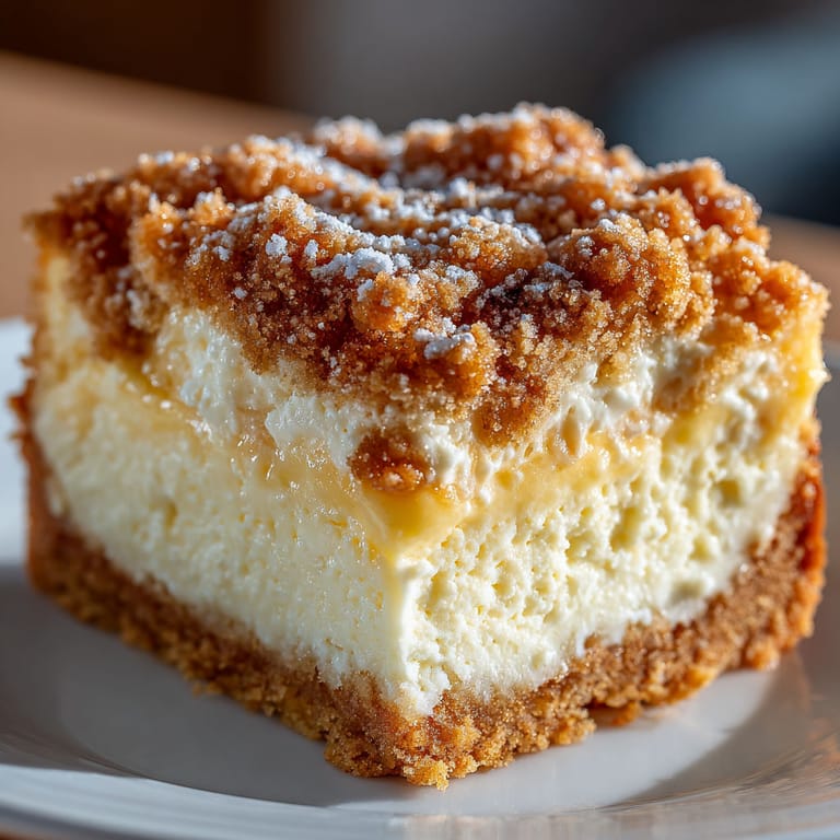 A slice of cake with a brown crust.