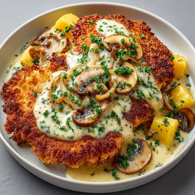 A plate of food with mushrooms and onions on top.