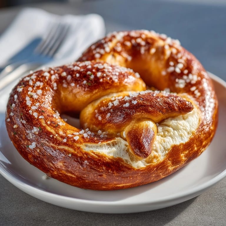 Bayerische Brezn mit Obazda: Stelle dir goldbraune Brezeln und eine schmackhafte Obazda-Käsezubereitung vor, ein traditioneller Snack.