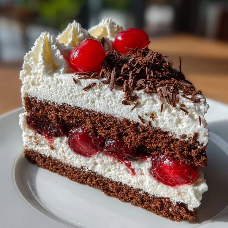 Hausgemachte Schwarzwälder Kirschtorte, ein klassisches Rezept: schokoladiger Genuss mit Kirschen und Schlagsahne.