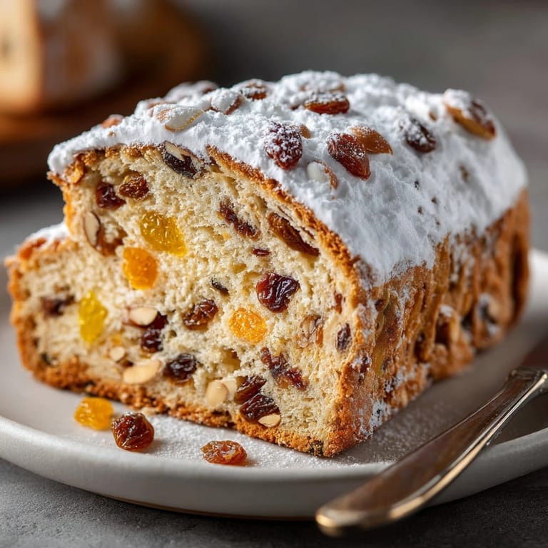 Goldbrauner Christstollen: detailreiches Rezept für einen köstlichen Stollen, ein unvergessliches Weihnachtserlebnis voller Geschmack.