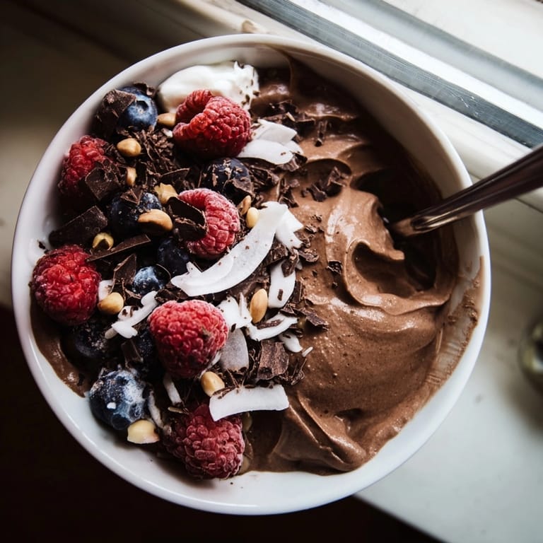 Hausgemachtes, dunkles Veganer Avocado-Schokoladenmousse; ein gesünderer, schuldfreier Leckerbissen mit Ahornsirup gesüßt.
