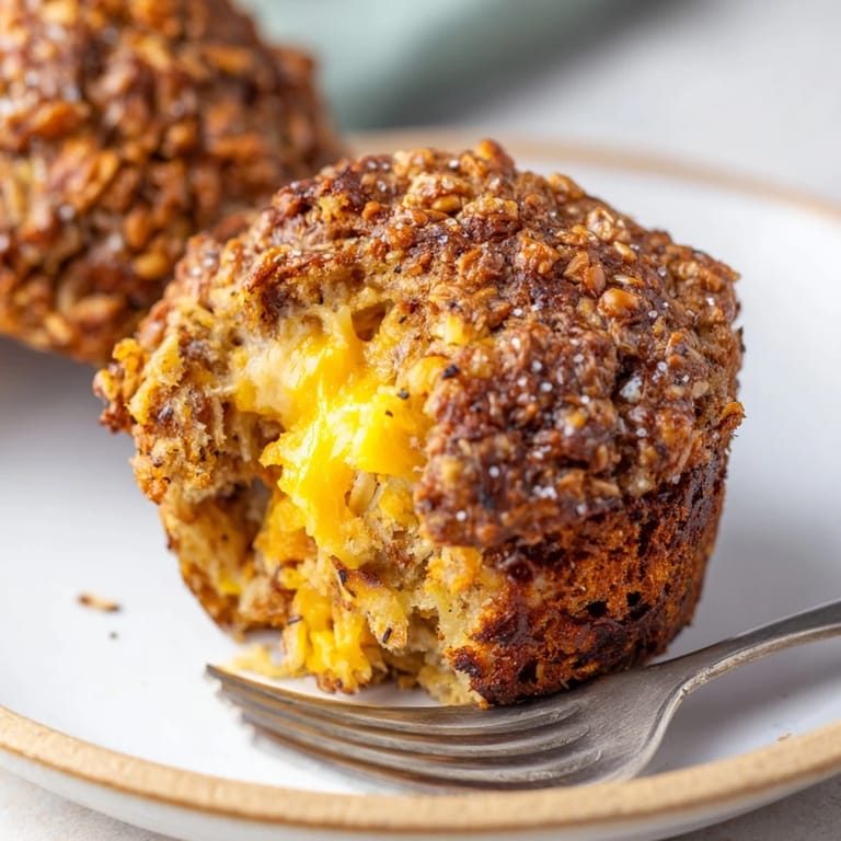 Ein Teller voller duftender Sauerkraut Pretzel Cheddar Muffins, perfekt zum Brunch oder Snack.
