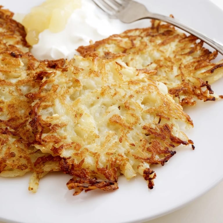 Traditionelle deutsche Kartoffelpuffer, außen knusprig und innen zart, perfekt für Snacks.  
