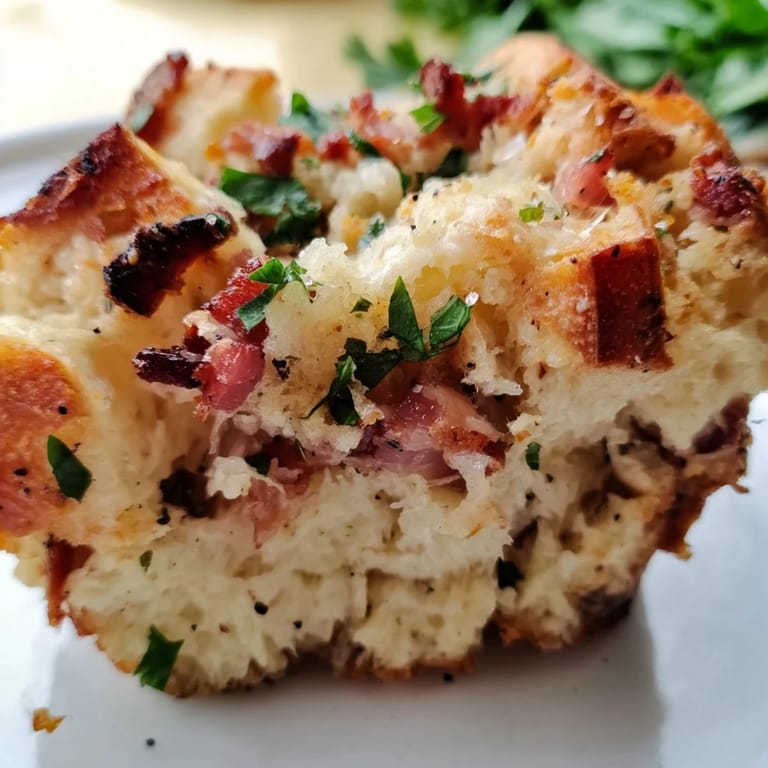 Rustikale, mit Speck gefüllte Knödel, ideal zu Braten oder für die Suppe.