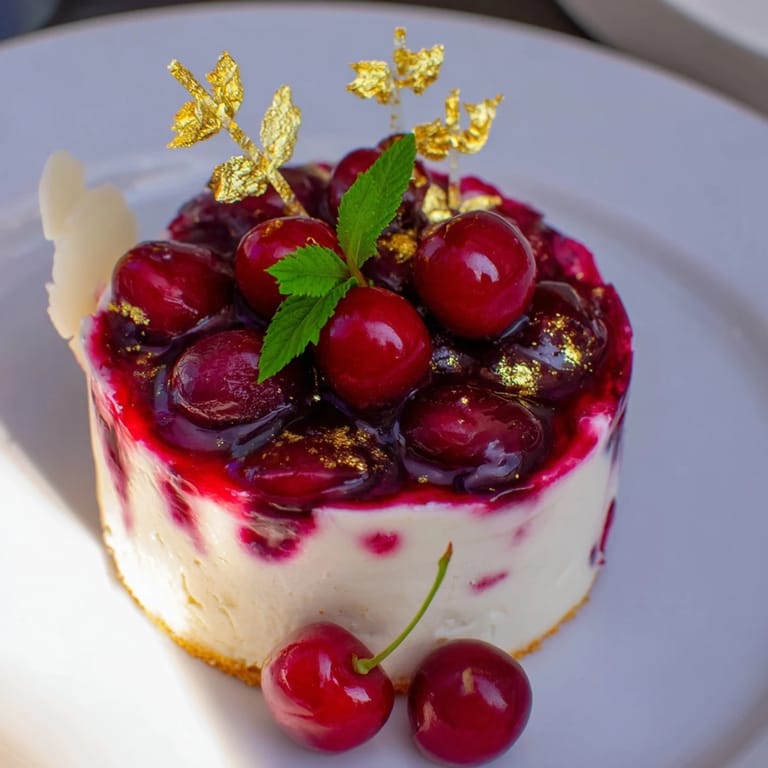 The beautifully decorated Cherry Vibe Cheesecake, a decadent dessert for a special celebration.
