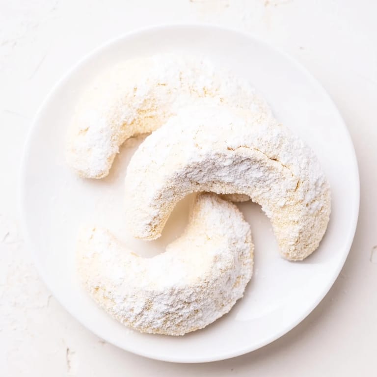 Warm, freshly baked Budget Vanillekipferl Cookies, a classic Austrian dessert, ready to enjoy.