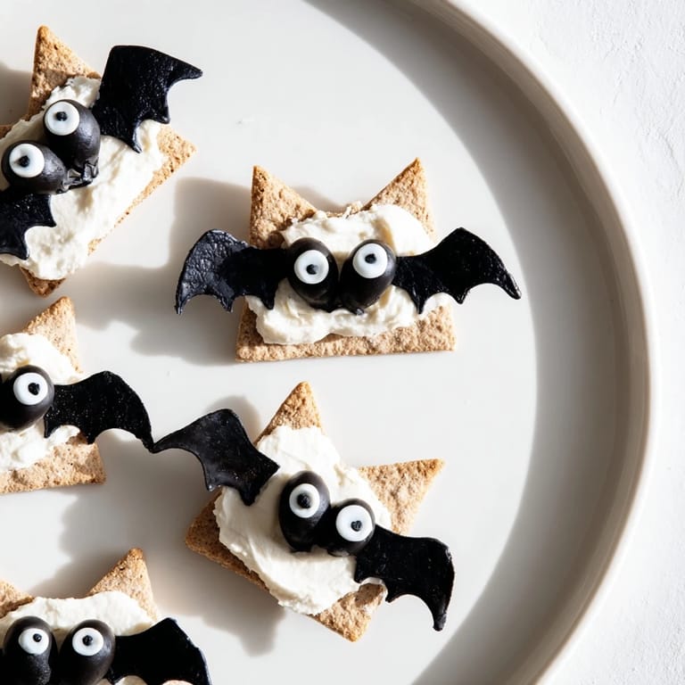 Festive Flying Bat Halloween Snack Board with colorful veggies, cheese, and adorable bat cookies.
