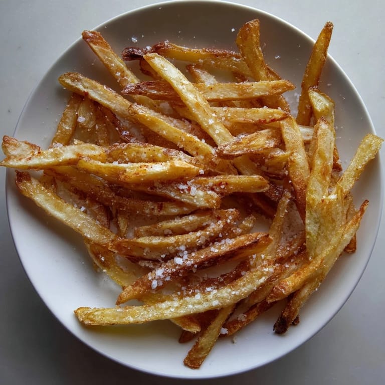 Close-up of freshly made air-fryer potato chips, boasting a light, crunchy texture, easy to make.