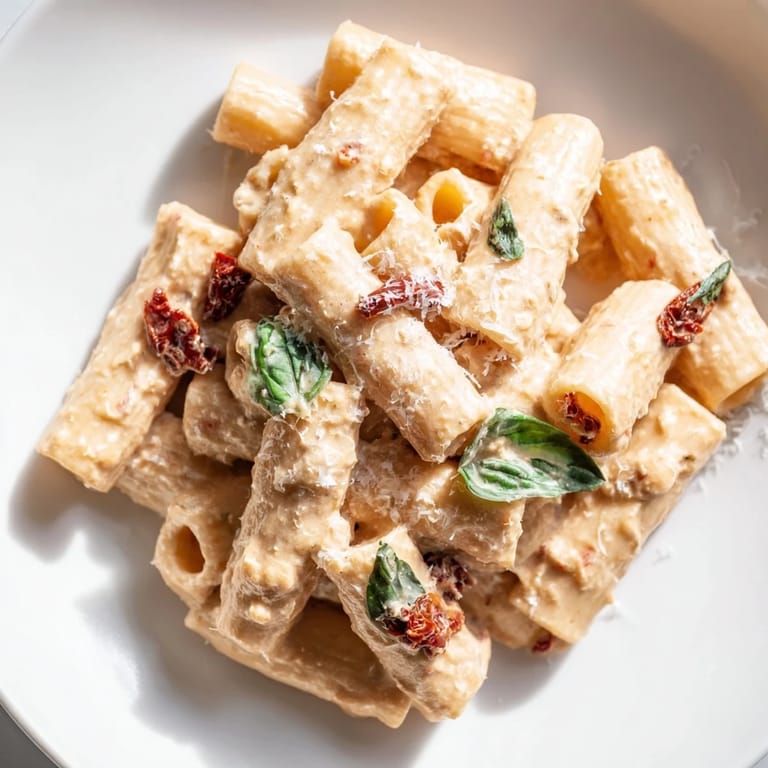 Delicious Creamy Sun-Dried Tomato Pasta, with a vibrant red sauce, perfect for a cozy weeknight meal.