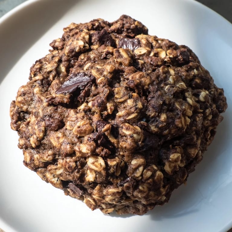 *   A close-up of delicious chocolate oatmeal breakfast cookies, showing the texture of oats and chocolate chips.