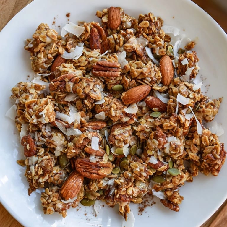 Homemade Granola Clusters, full of hearty oats and nuts, perfect with yogurt and fruit.
