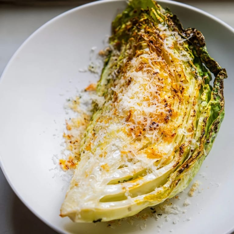 Tender roasted garlic parmesan cabbage wedges with garlic oil, herbs, and melted cheese on a serving platter.