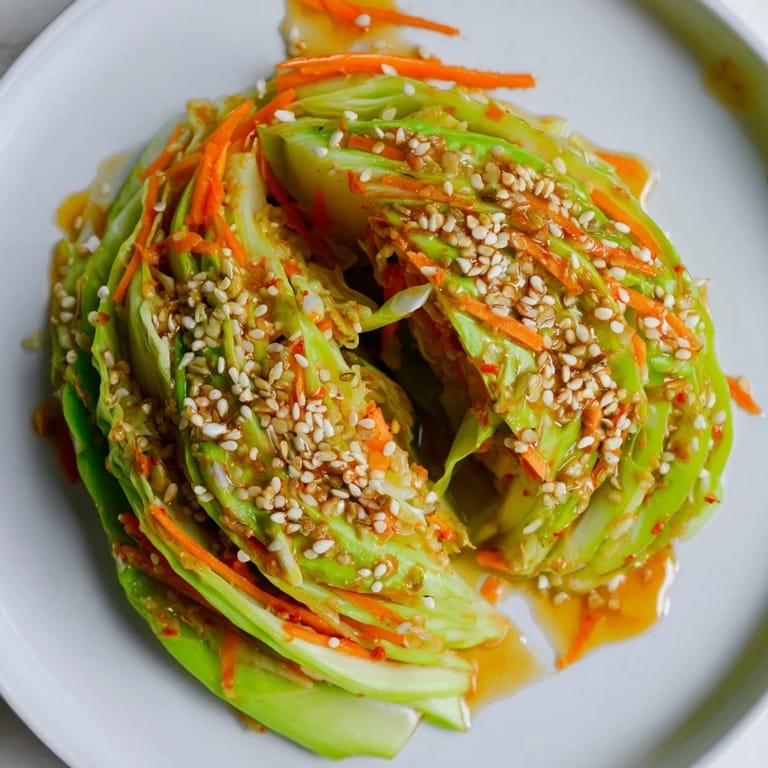 Frisch zubereiteter Hot and Sour Cabbage aus dem Wok mit glänzender Soße und knackiger Karotte im Fokus.