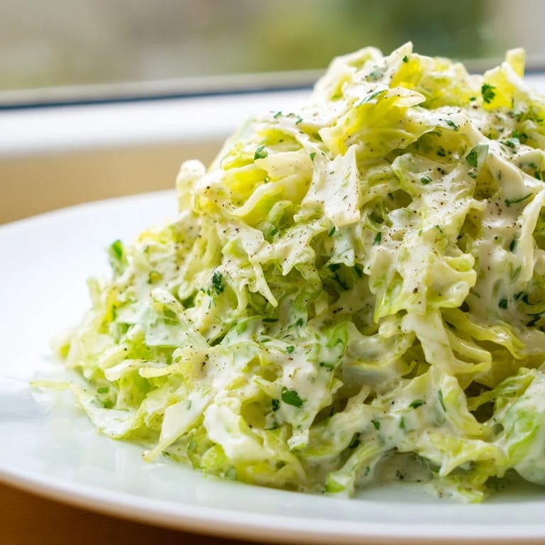 Comforting Creamed cabbage recipe with soft cabbage in a velvety sauce, perfect alongside roast chicken or pork