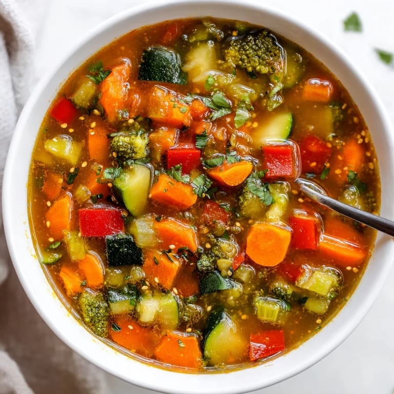 Ginger Vegetable Soup mit glasigen Nudeln und einer ausgewürzten Brühe, perfekt für ein beruhigendes, veganes Abendessen.