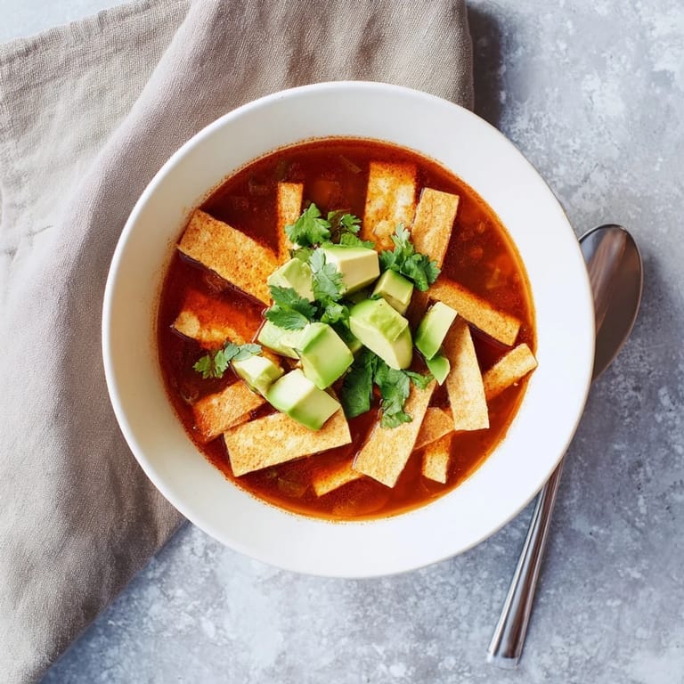Hearty Mexican Sopa Azteca served with lime wedges for brightness