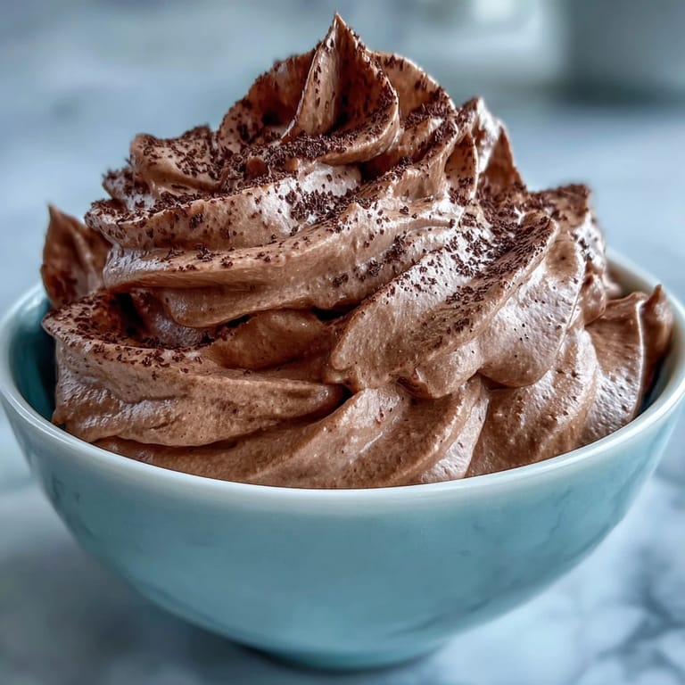 Spoonful of thick protein fluff, a quick and easy low-calorie chocolate snack perfect for breakfast or a healthy indulgence.