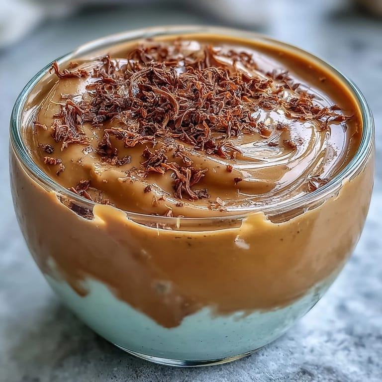 Seidiger Hojicha Pudding mit zarter Sahnehaube und gerösteten Teeblättern auf dem Desserttisch.