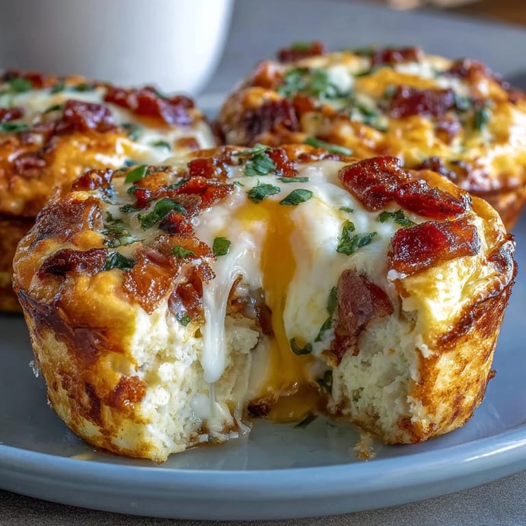 Genieße diese proteinreichen Breakfast Egg Muffins warm mit weichem Ei, knusprigem Speck und schmelzendem Cheddar – ideal für einen schnellen, gesunden Morgenimbiss.