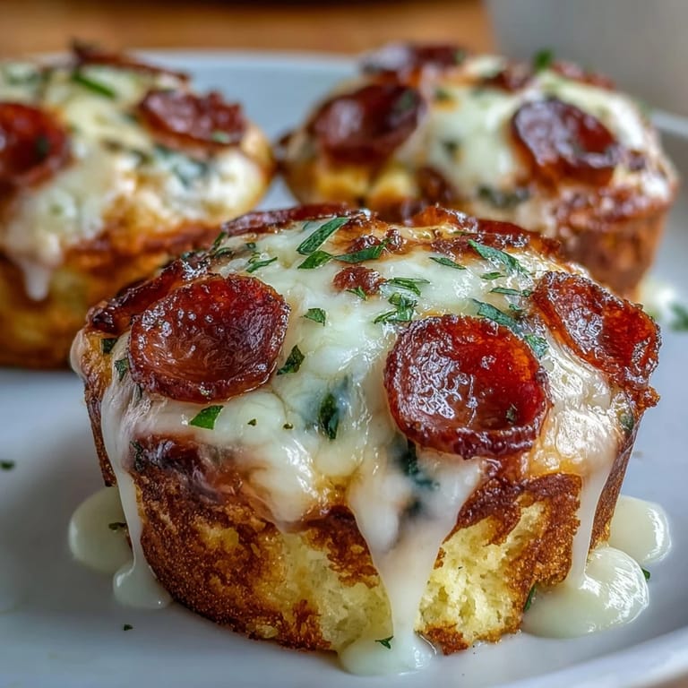High-Protein Pepperoni Breakfast Cups auf einem rustikalen Holzbrett, serviert mit Tomatensauce zum Eintauchen.