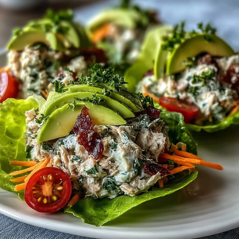 3. Cremiger High-Protein Thunfischsalat gefüllt in Salatherzen, garniert mit knackigem Gemüse für eine nährstoffreiche Mahlzeit.
