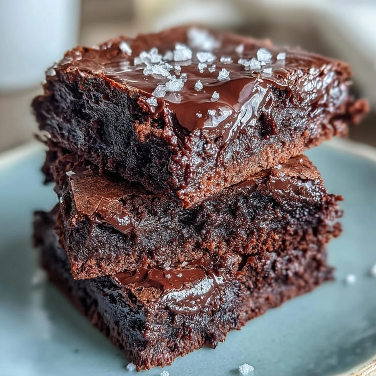 2. Zarte Brownies aus Sauerteig-Überschuss, dekoriert mit grobem Meersalz für den perfekten süß-salzigen Kontrast.