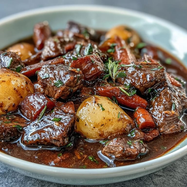 Gemütlicher Rindfleisch-Eintopf mit Karotten, Pastinaken und Kartoffeln, langsam geköchelt für maximalen Geschmack.