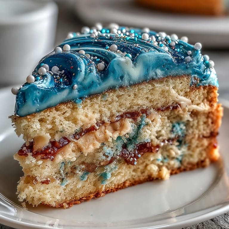 1. Ein atemberaubender Pisces-Galaxie-Kuchen mit blau-lila Buttercreme-Schlieren und schimmerndem essbarem Glitzer, perfekt für Sternen-Liebhaber.