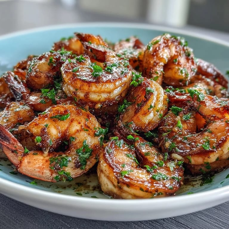 Saftige Garnelen mit Knoblauch und Zitrone, serviert in einer gesunden Schüssel mit frischem Gemüse.  