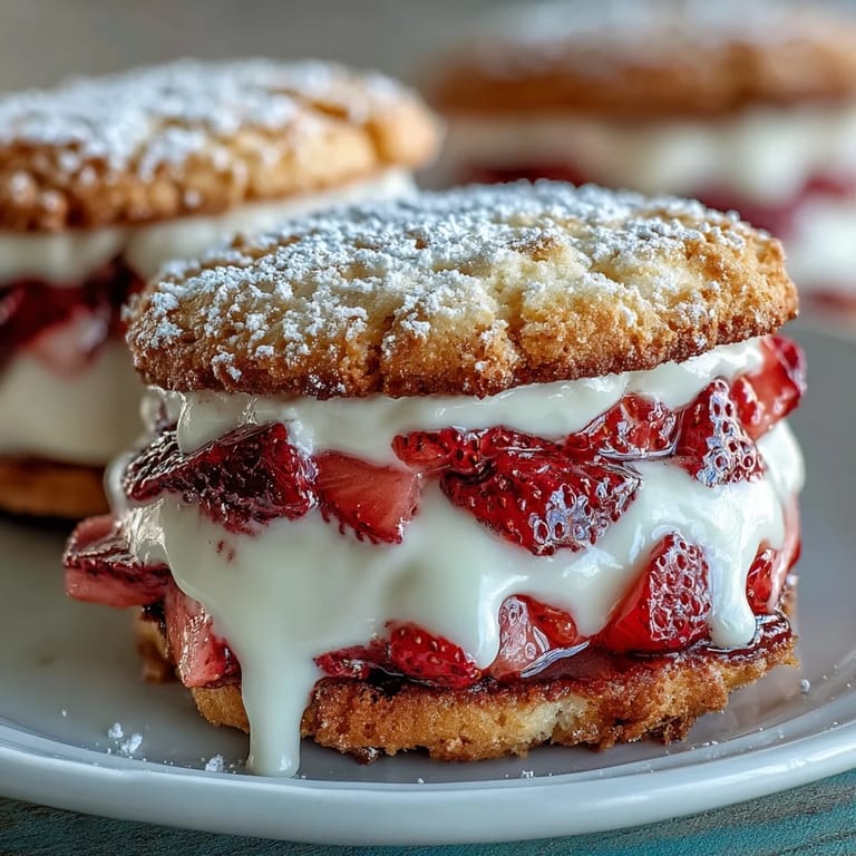 Saftige Erdbeerkekse mit luftiger Sahnecreme, ideal für süße Leckereien und festliche Anlässe.