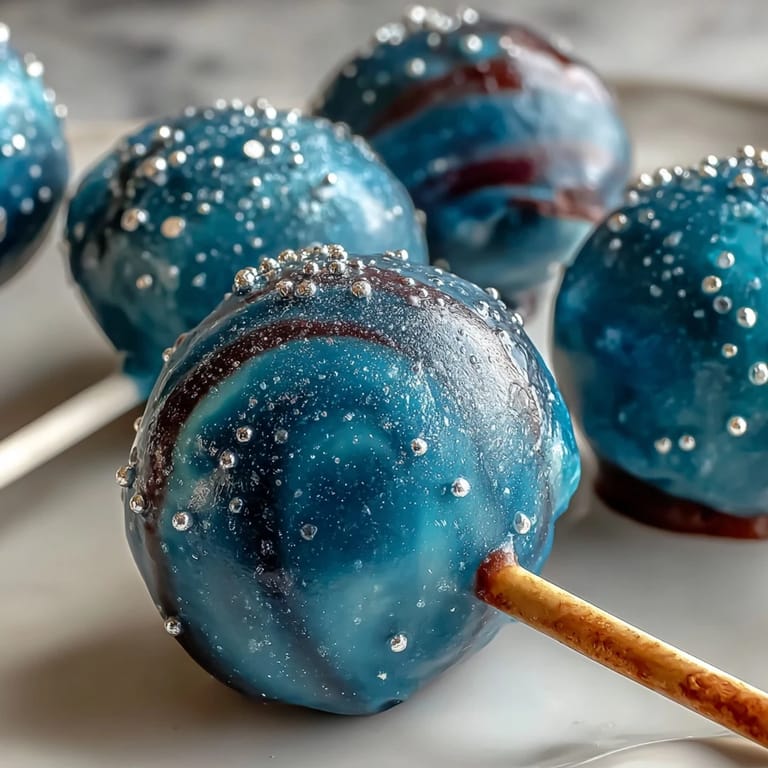 3. Kreative Pisces-Geburtstagskuchen-Pops, dekoriert mit essbarem Glitzer und farbenfrohen Galaxie-Elementen für ein unvergessliches Dessert.