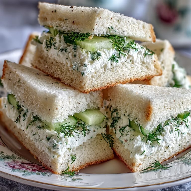 3. Knusprige Tee-Sandwiches mit cremiger Zitronenbutter und Kräutern, ideal für ein festliches Brunch-Buffet.